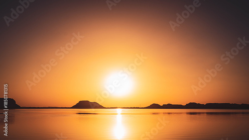 sunset over the salt lakes in siwa Egypt
