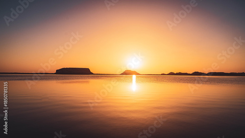 sunset over the salt lakes in siwa Egypt