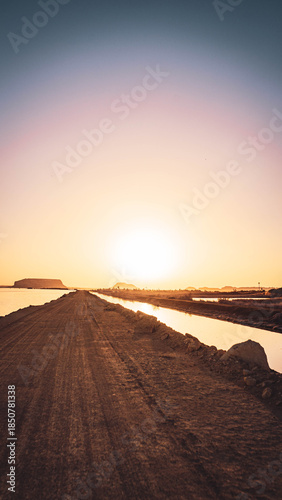sunset over the salt lakes in siwa Egypt