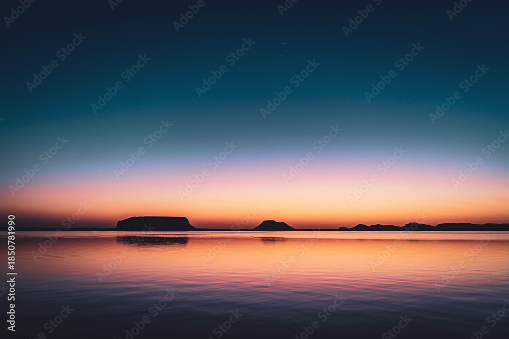 Fototapeta premium sunset over the salt lakes in siwa Egypt