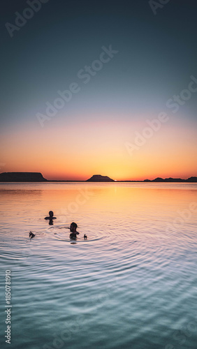 sunset over the salt lakes in siwa Egypt