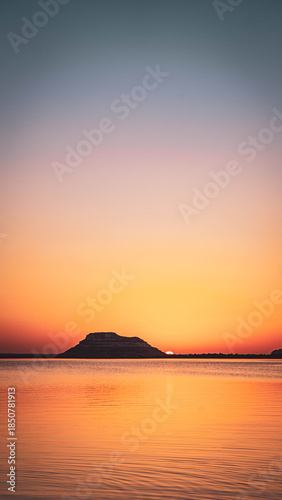 sunset over the salt lakes in siwa Egypt