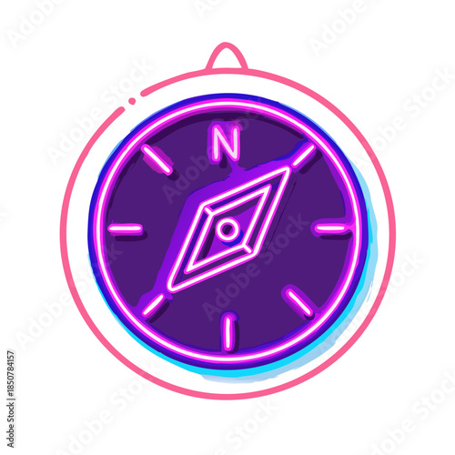Neon Line Compass Navigation Icon
