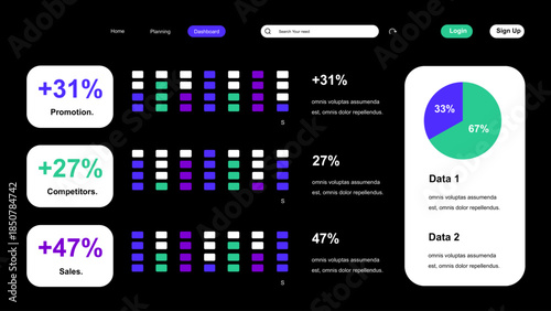 Modern Data Analytics Dashboard with Performance Metrics
