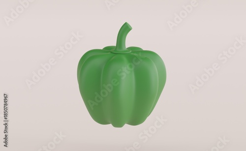 Sweet green pepper, paprika, isolated on white background