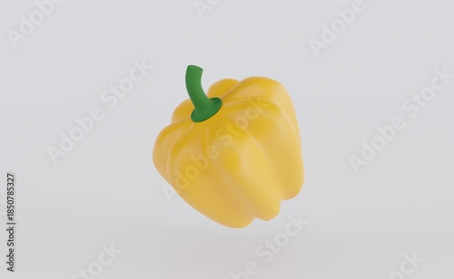 Sweet yellow pepper, paprika, isolated on white background