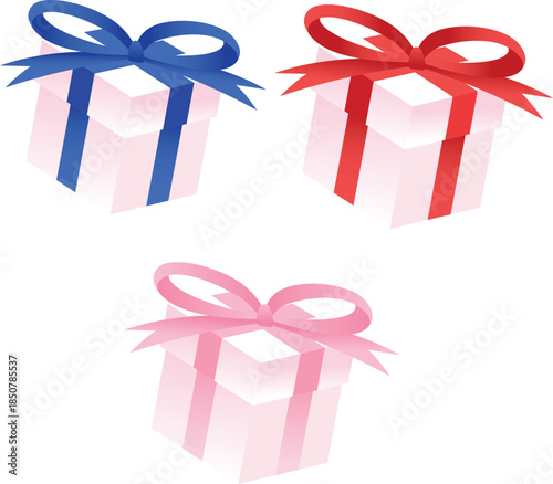 Three-dimensional Christmas gift box with ribbon festive celebration illustration