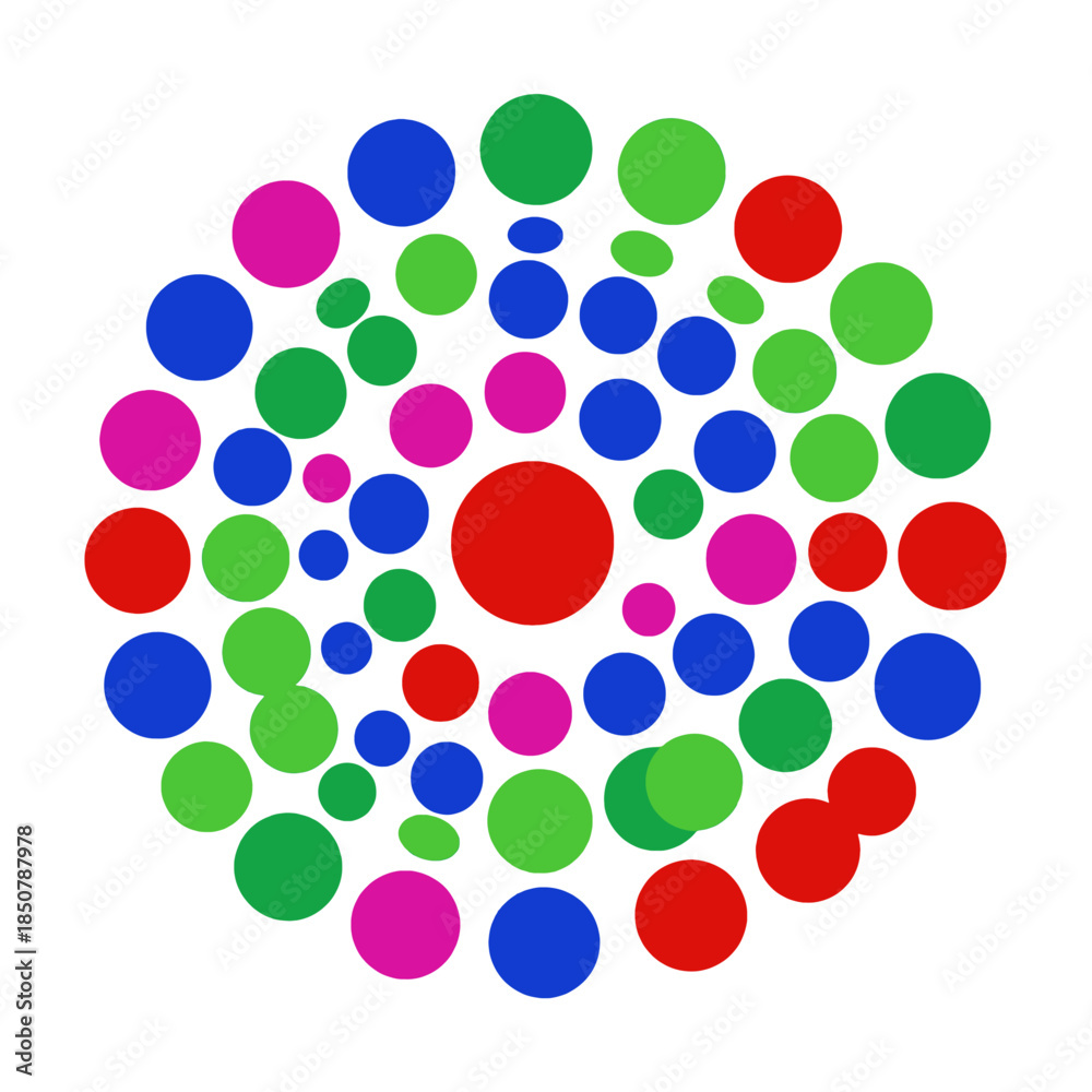 Fototapeta premium Bright multicolored circles in varied sizes.
