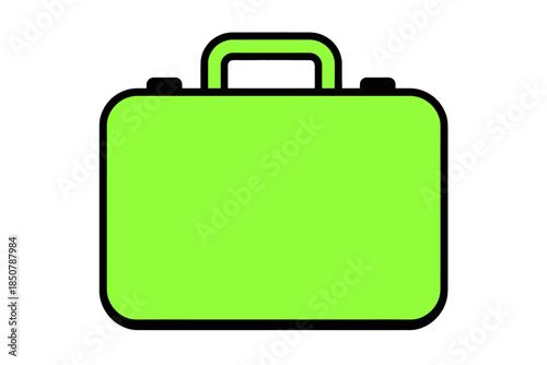 Bright green briefcase isolated