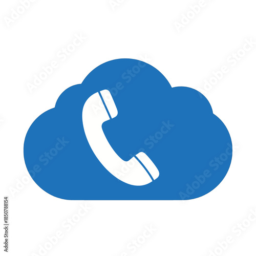 Cloud symbol with telephone receiver icon