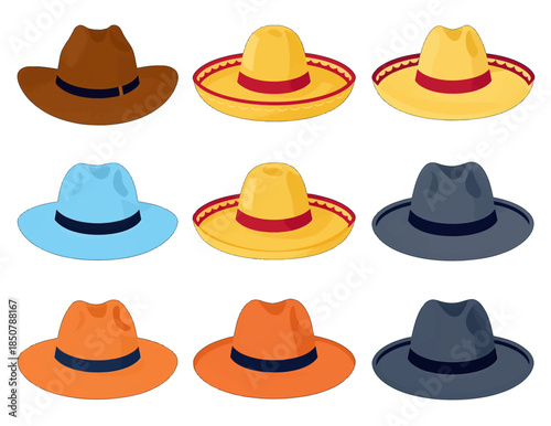 Collection of Colorful Cowboy and Fedora Hats