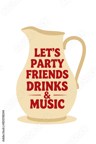 Cream pitcher with red party text isolated
