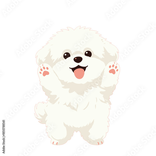 Cute White Puppy With Paws Up