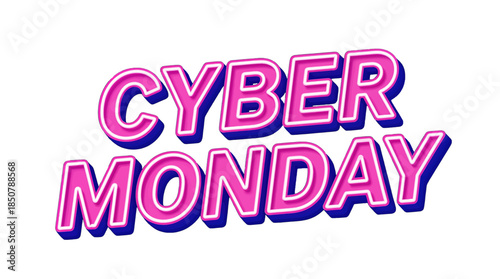 Cyber Monday in neon pink and blue letters