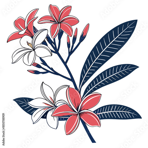 Tropical Flower Arrangement Minimal Flat Vector  (1) Vector Illustration