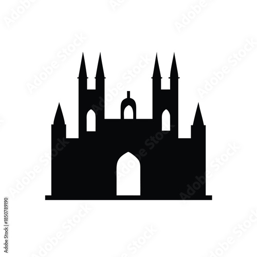 Stylized Silhouette of a Gothic Cathedral or Castle
