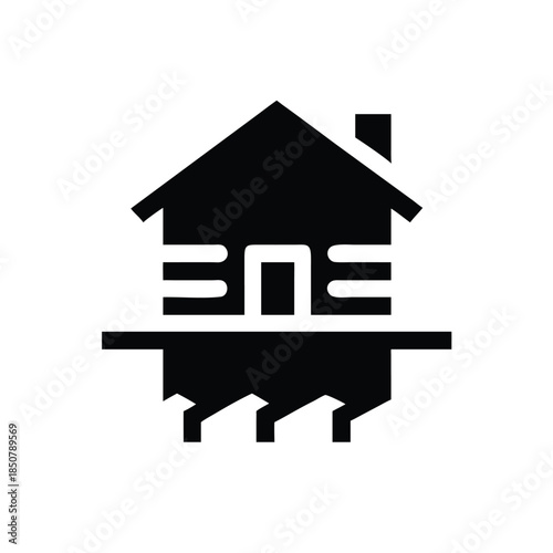 House Silhouette with Deep Foundation System