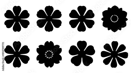 Set of eight floral silhouette designs