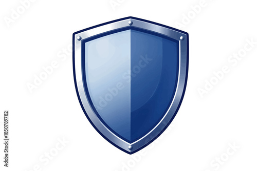 Shiny Blue Metal Shield With Silver Edges.