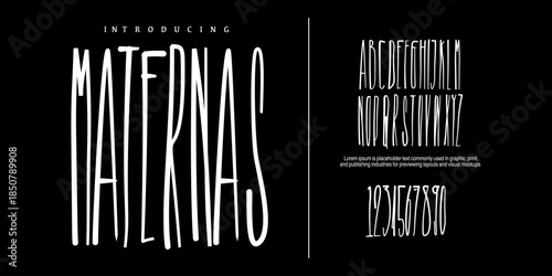 Maternas Font is A tall condensed handwritten display font with thin strokes and natural flow, ideal for posters, branding, and modern layouts.
