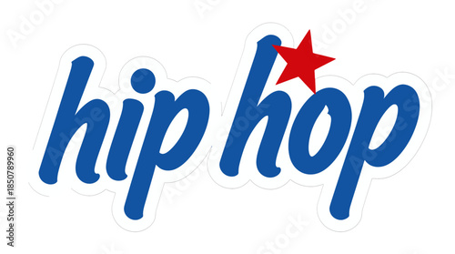 Stylish blue hip hop text with a red star.
