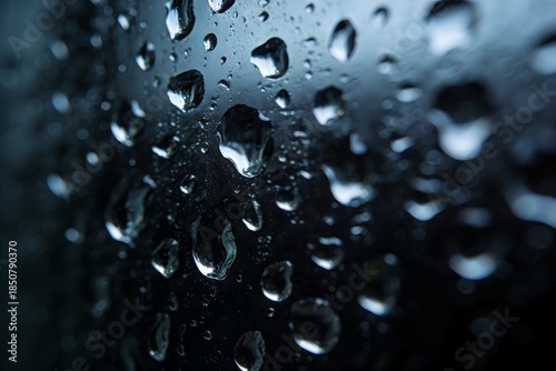 rain. Water drops texture on window glass isolated on black. rainy weather, sad mood, designed for atmospheric overlays and window effects.