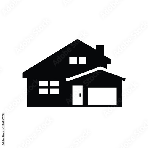 Classic suburban home silhouette vector icon
