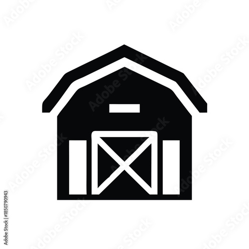 Barn Silhouette Icon for Farm and Agriculture