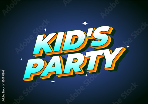 Colorful text design for kids party, featuring playful typography and bright colors