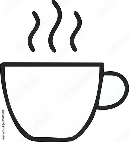  A minimalist black line icon of a hot drink cup with steam