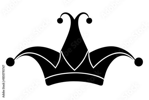 Mardi Gras hat silhouette vector, Carnival or clown hat black icon 