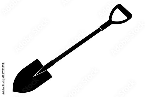 Shovel icon silhouette vector, Garden shovel black symbol 