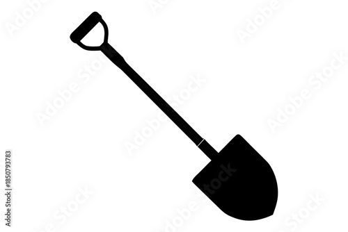 Shovel icon silhouette vector, Garden shovel black symbol 