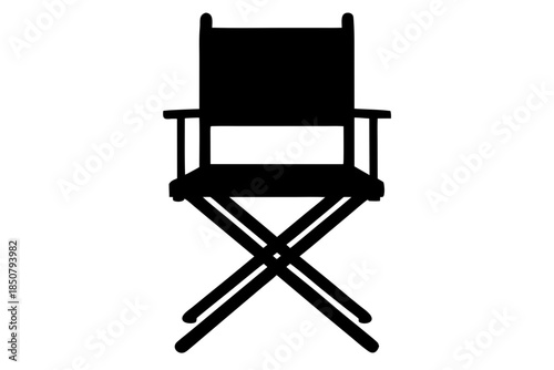 Director Chair Silhouette Vector, patio chair icon, Folding chair black symbol 