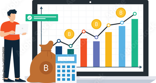 Businessman analyzing crypto trading financial analysis market growth digital currency investment strategy business data stock market online finance money management technology screen