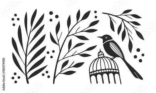 Abstract monochrome brush stroke texture collection vector illustration, easily editable 