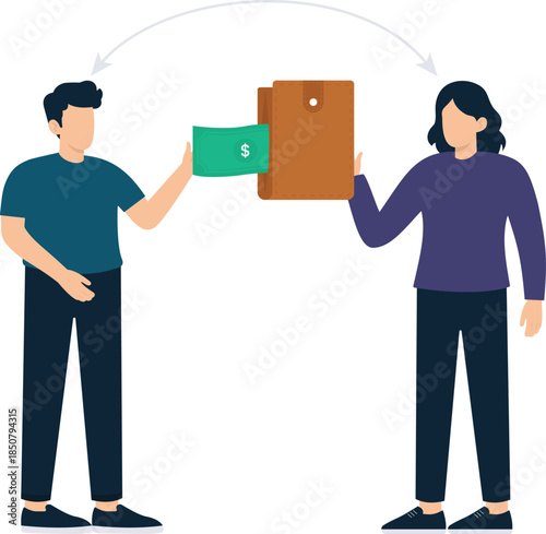 People transaction money transfer financial exchange digital payment cash flow business deal income expense budgeting finance wallet currency