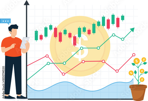 financial analysis, stock trading, investment growth, candlestick chart, market data, business strategy, economic forecast, money management, upward trend, digital finance, trading platform, successfu
