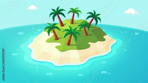 Tropical island with palm trees and ocean water