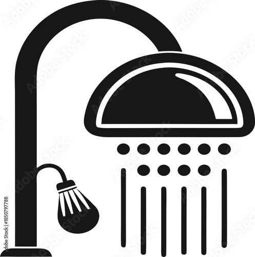 Modern shower head with sleek faucet and rainfall shower