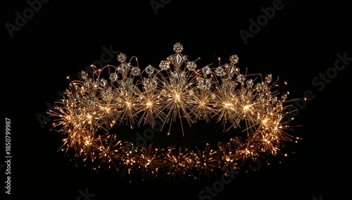 Diadem firework forms crown like ring sparkling evenly around center with elegant symmetry