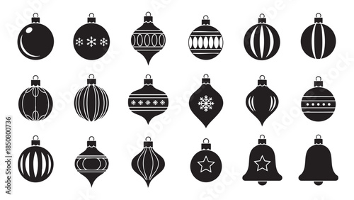 Collection of Christmas Ornaments Silhouettes for Holiday Decoration