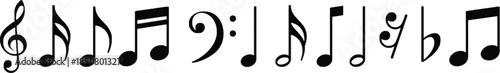 Set of Different Musical Notes Symbols and Signs Collection Musical Elements Musical Notation Collection Treble Clef Bass Note Half Note Quarter Note Eighth Note Sixteenth Note