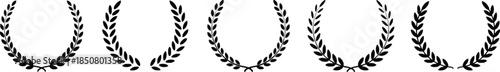 Set of Laurel Wreath Laurel Branch Icon Winner Award Achievement Victory Triumph Honour Nobility Recognition Symbol Decorative Plant Element