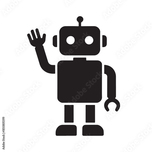 Robot Icon in Minimalist Style with Solid Black Color on White Background for Web Design