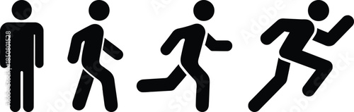 Set of Stick Figure Running Vector Illustration Isolated on Transparent Background Action Activity Athlete Exercise Fitness Jogging Movement People Person Runner Sport