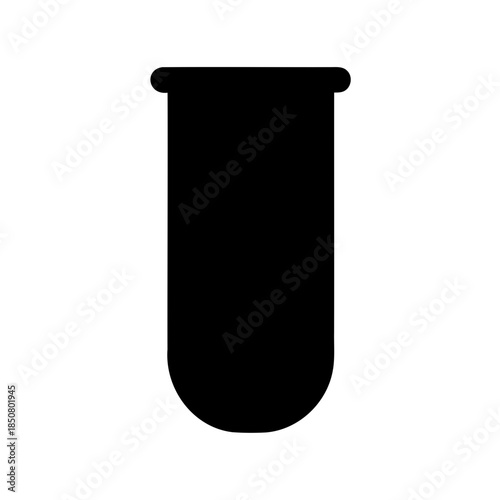 Minimalist black test tube illustration symbolizing scientific research and experimentation
