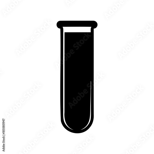 Simple Black and White Illustration of a Laboratory Test Tube with Liquid