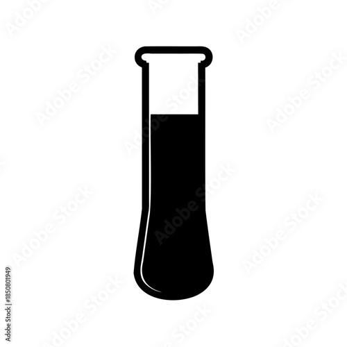 Black silhouette of a test tube filled with liquid in laboratory