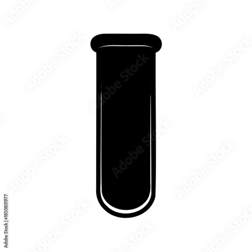 Black and White Minimalist Illustration of a Laboratory Test Tube Icon